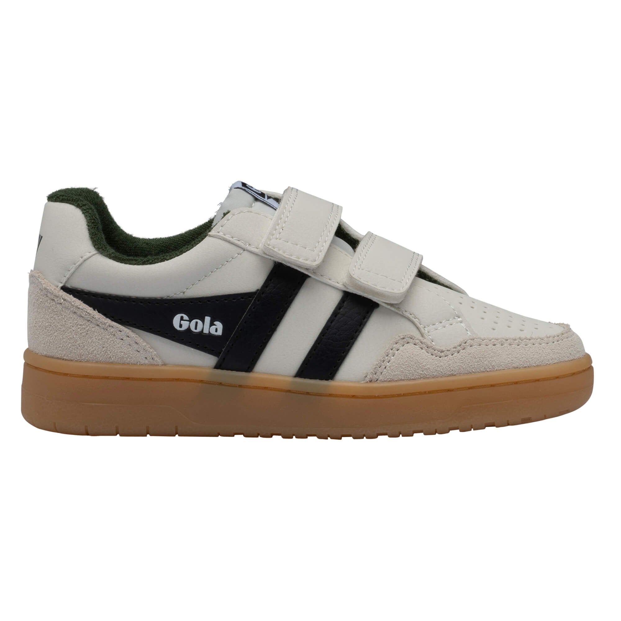 Gola Classics Kids' Eagle Strap Sneakers - Off White/Black/Evergreen/Gum
