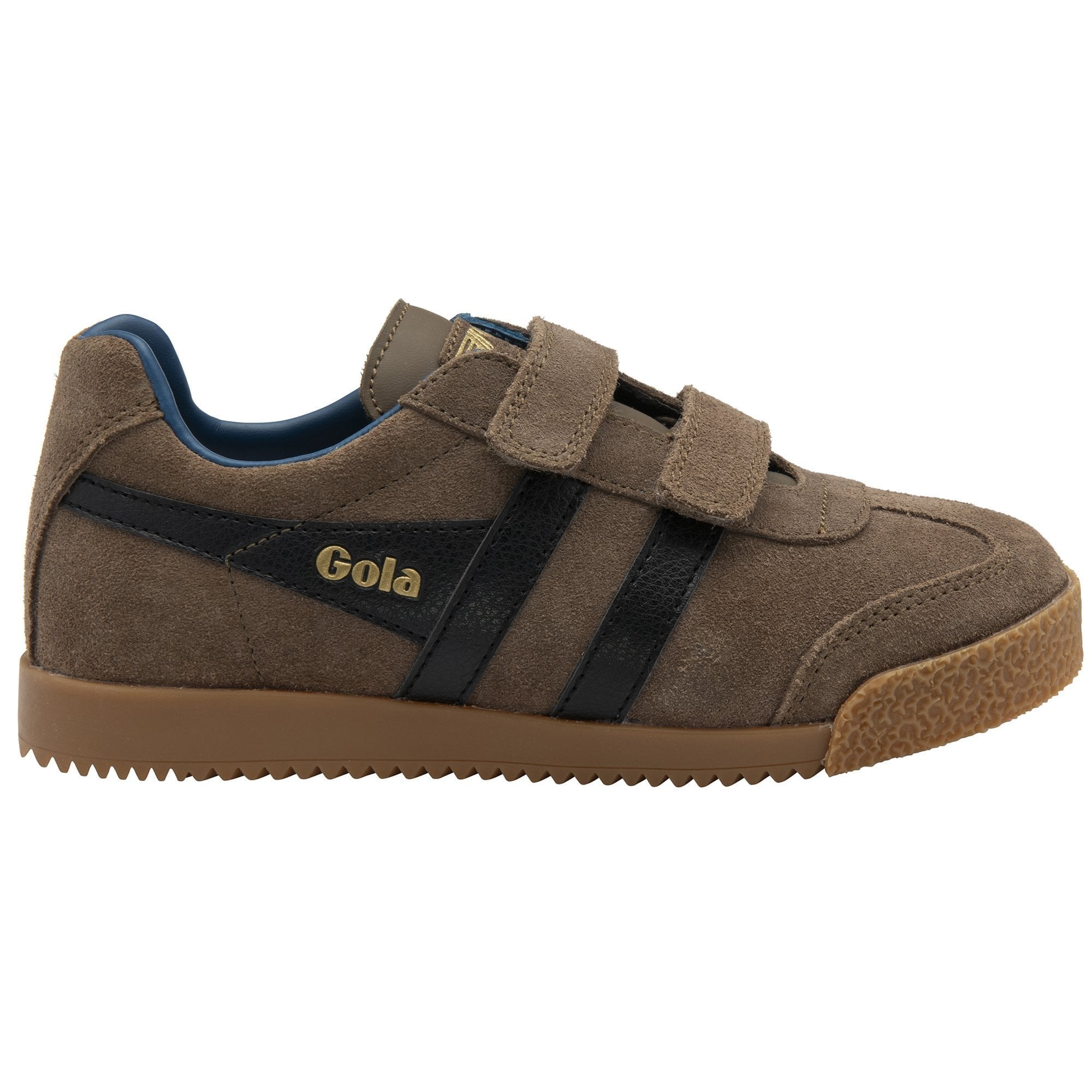 Gola Classics Kids' Harrier Strap Sneakers - Otter/Black/Marine Blue
